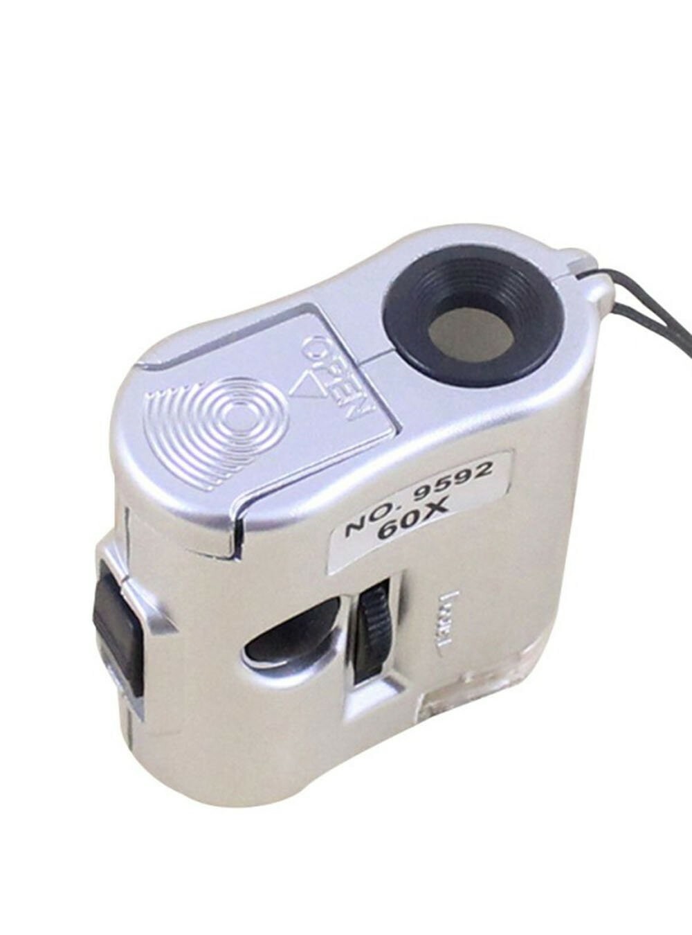 CKStamps: 60X Pocket Mini Magnifier Microscope Loop w/LED UV Light(Color:Silver