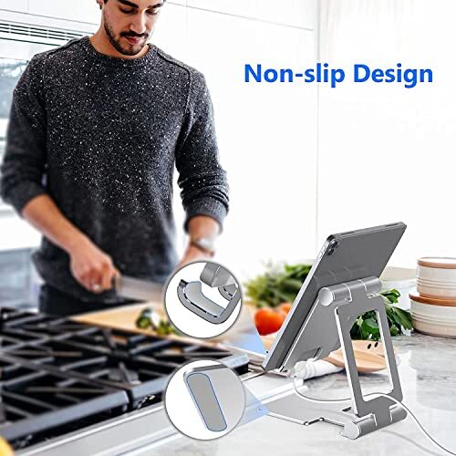 Tablet Stand, Adjustable & Foldable Aluminium Desktop iPad Stand,Compatible