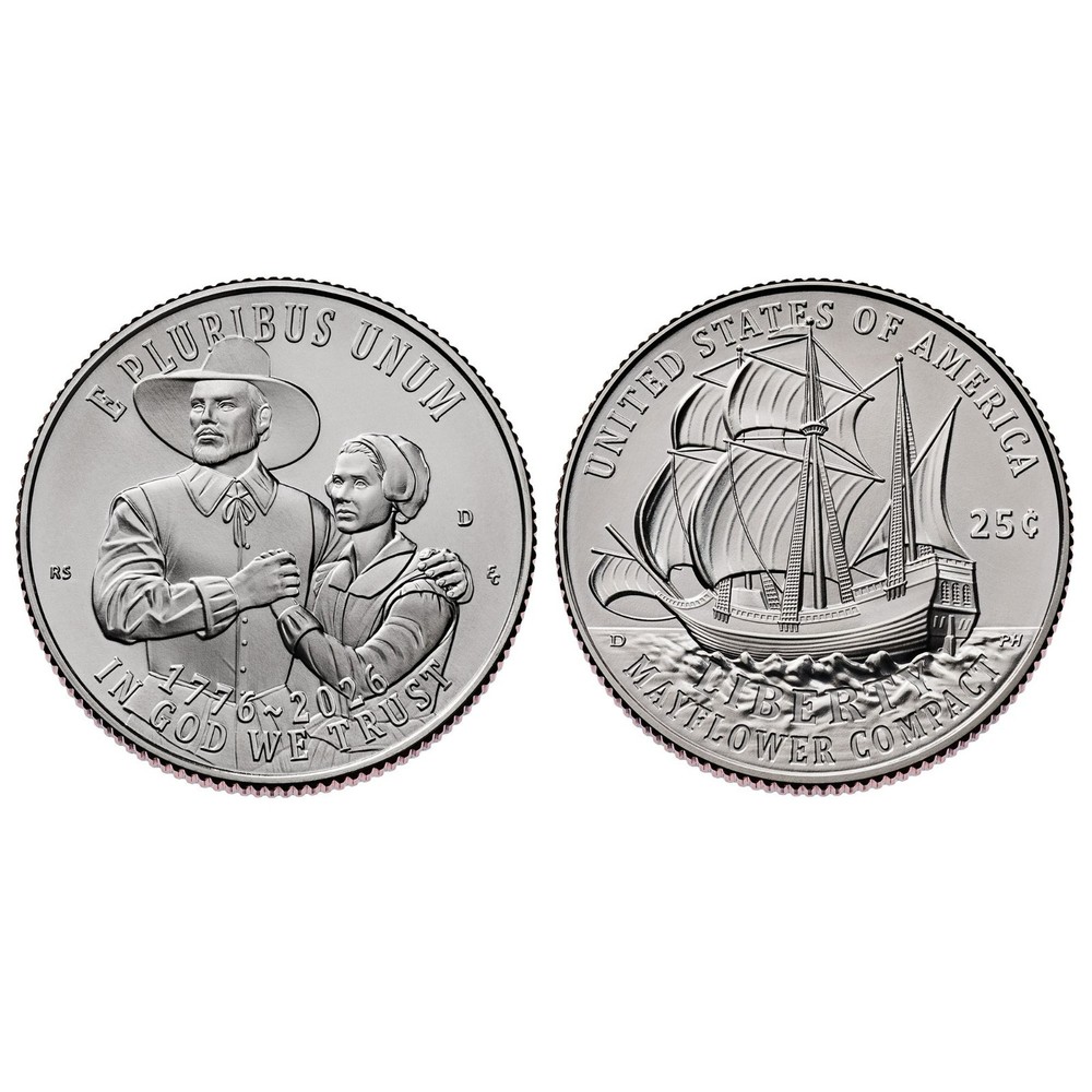 2026 Mayflower Compact Quarter Roll 40 Uncirculated Coins D-Mint - 250th Anniv