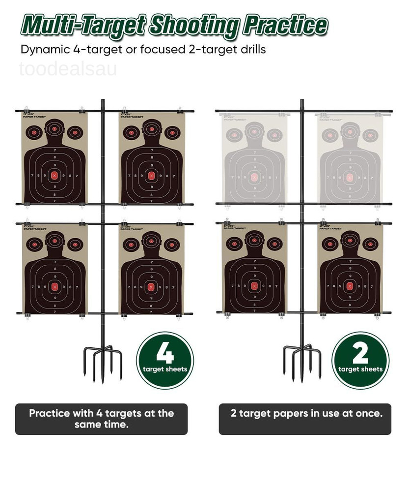 Adjustable 5-Prong Base Shooting Target Stand, Portable Medium, Black