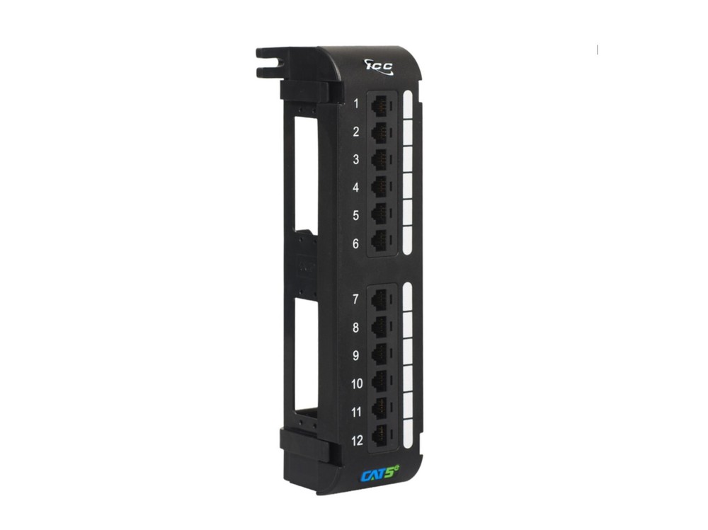 ICC Patch Panel ICMPP12V5E 12-Port Cat5e 110 Wall Mount Network Ethernet FreeShp
