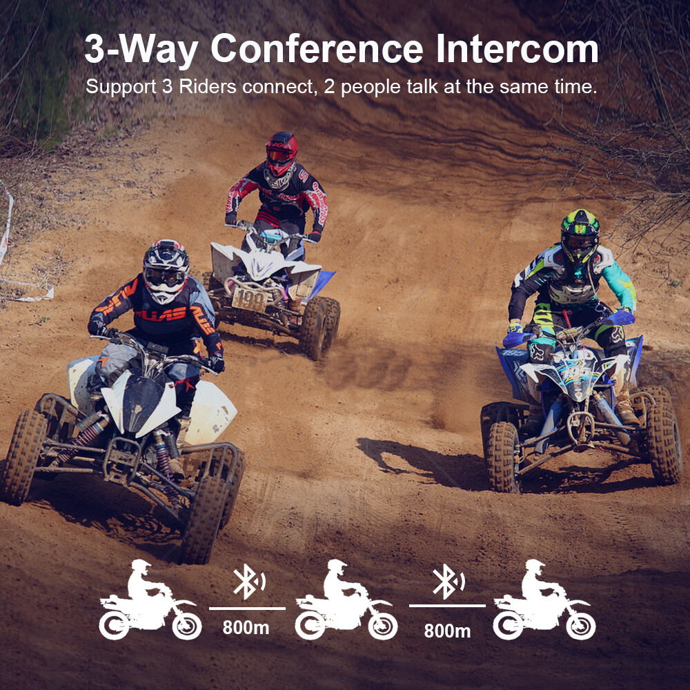 2X TCOM-VB Motorcycle Intercom 2Way Bluetooth Helmet Headset 800M Soft+Hard mic