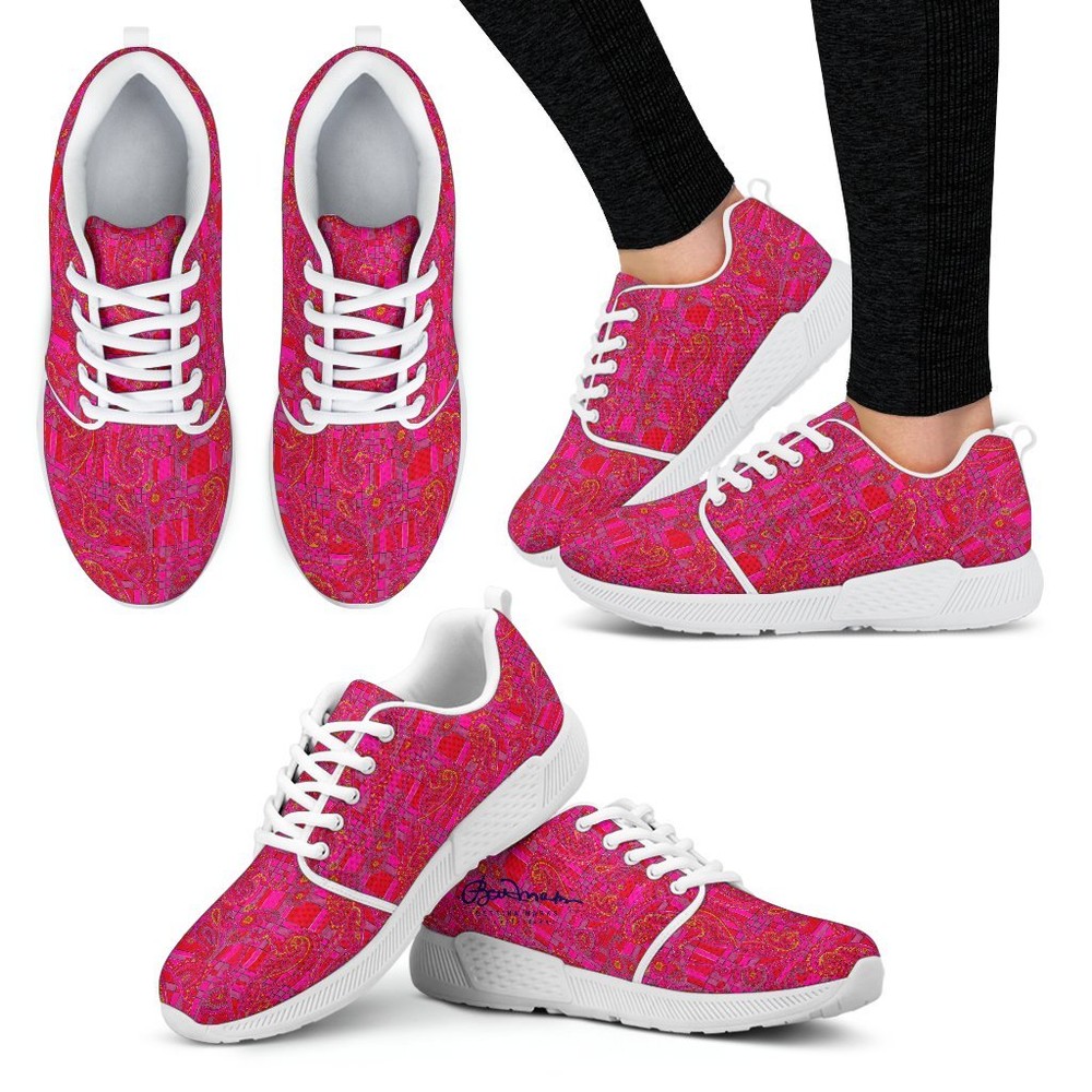 Bright Red Pink Athletic Sneakers