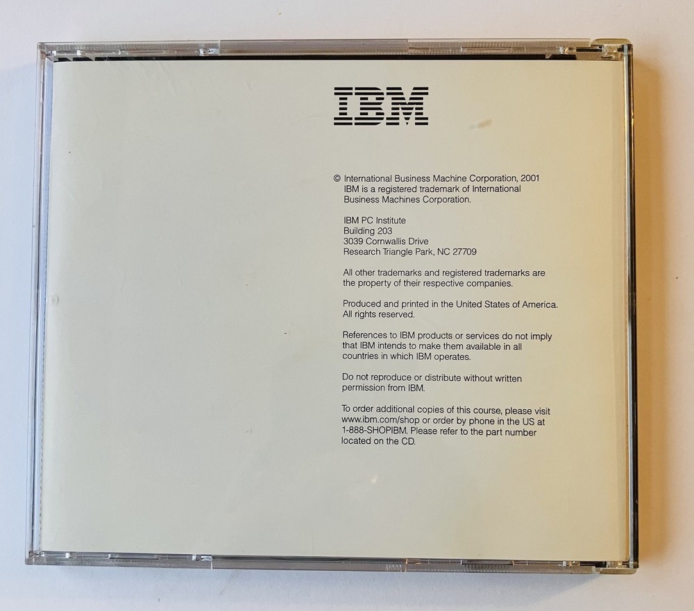 IBM PC Institute The Training Solution CD Set PC Basics & PC Architecture (2001)