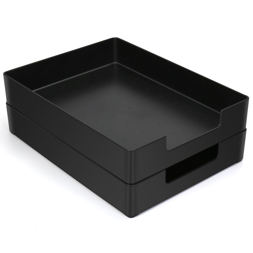Letter-Size Tray, 2PCS Plastic Stackable A4 Paper Tray, Desk Drawer Organizer...