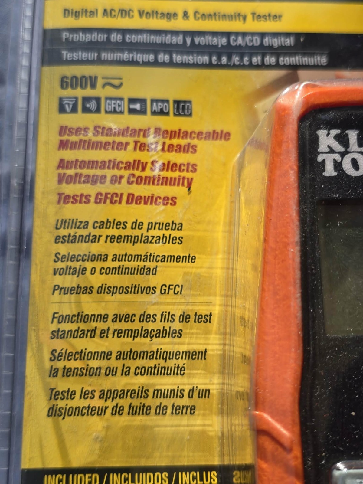 Klein Tools Digital AC/DC Voltage & Continuity Tester ET250 SEALED NEVER USED.