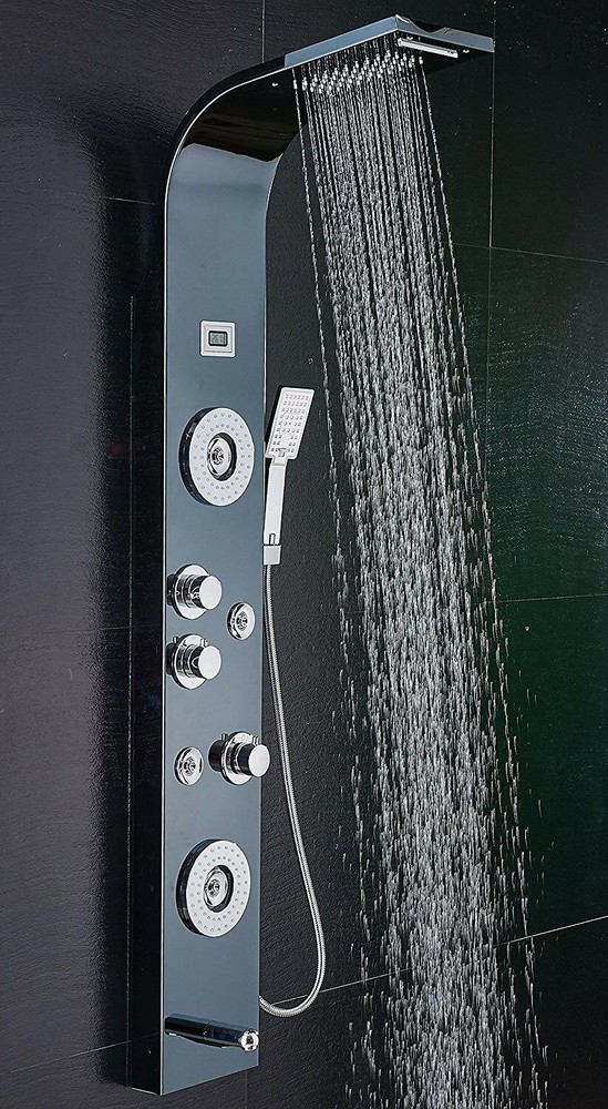 ELLO&ALLO Stainless Steel Shower Panel Tower System,LED Shower Head 6-Function