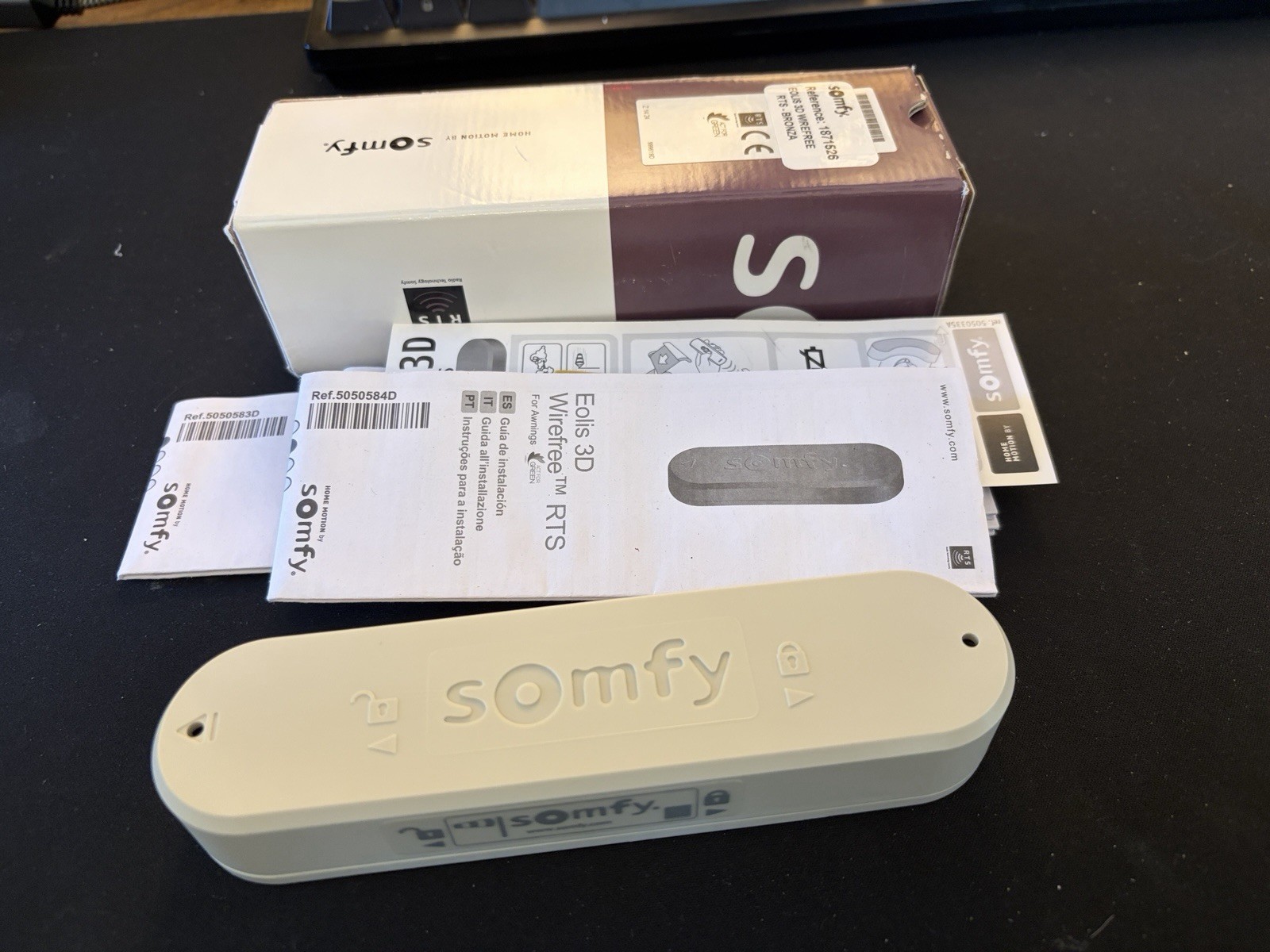 Somfy Eolis 3D Wire Free RTS Wind/Motion Sensor Gray 1816081E New