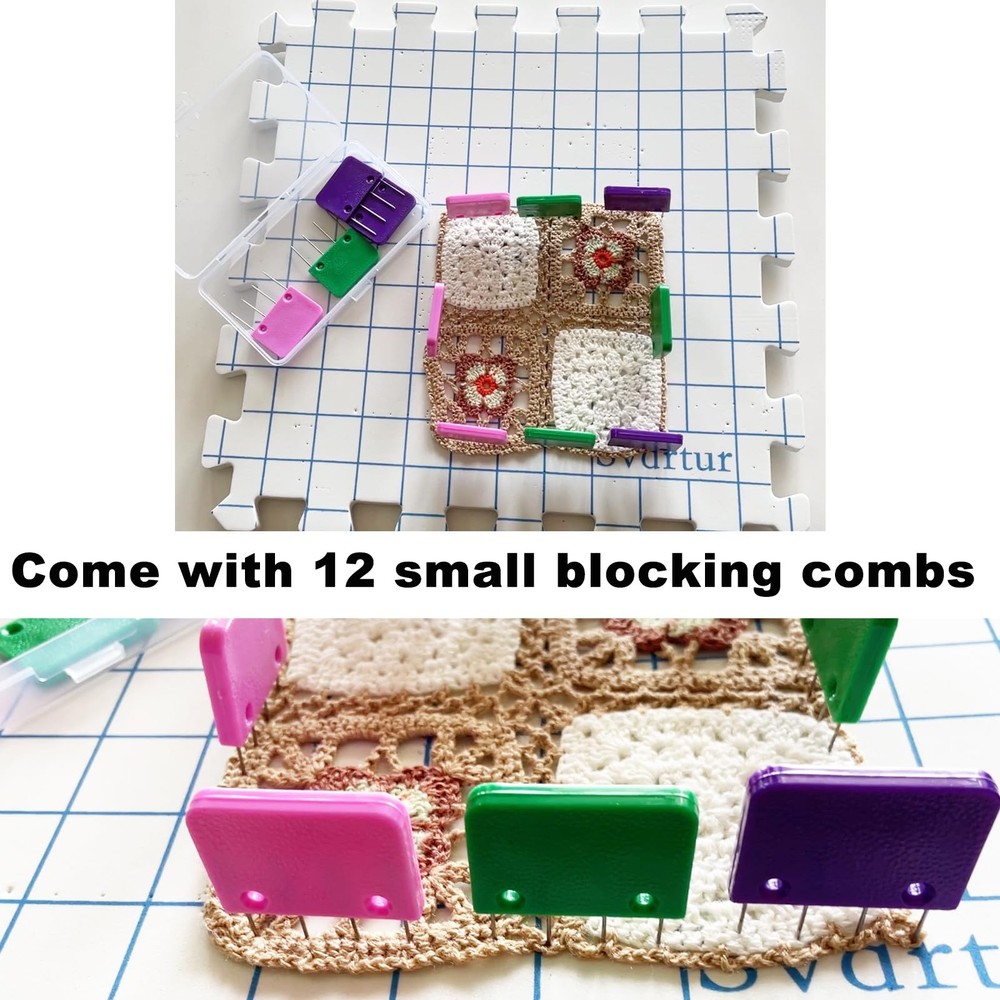 Interlocking Blocking Mat for Knitting and Crochet Projects, 9 Pack Knitting ...
