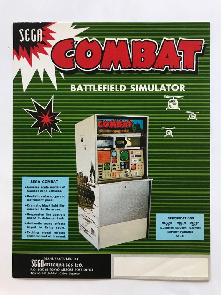 1970 Sega Combat Arcade Game Flyer - Excellent Condition