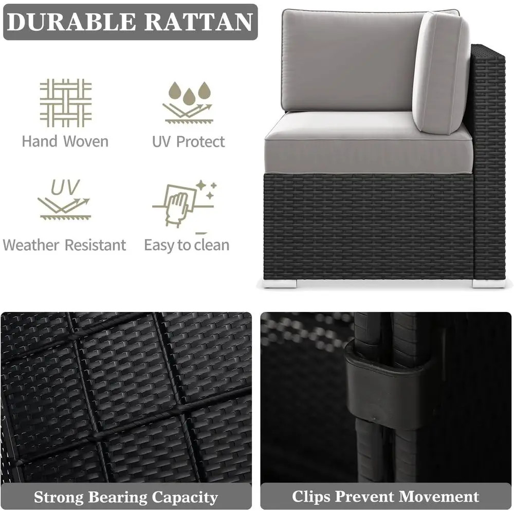 15pc Patio Furniture Set Rattan Wicker Sectional Sofa Fire Pit Table Outdoor