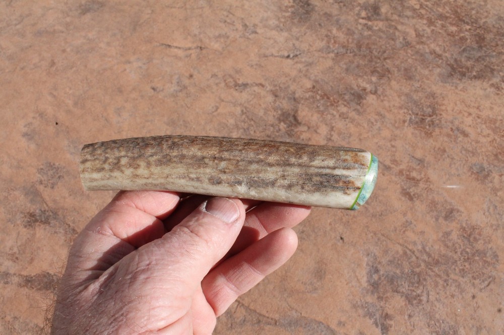 Elk antler knife handle ~ stabilized box elder burl ~ Flintknapping supply tool