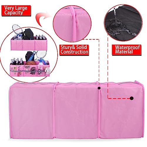 Large Collapsible Trunk Organizer with Multi 3 Compartments-Large Pink
