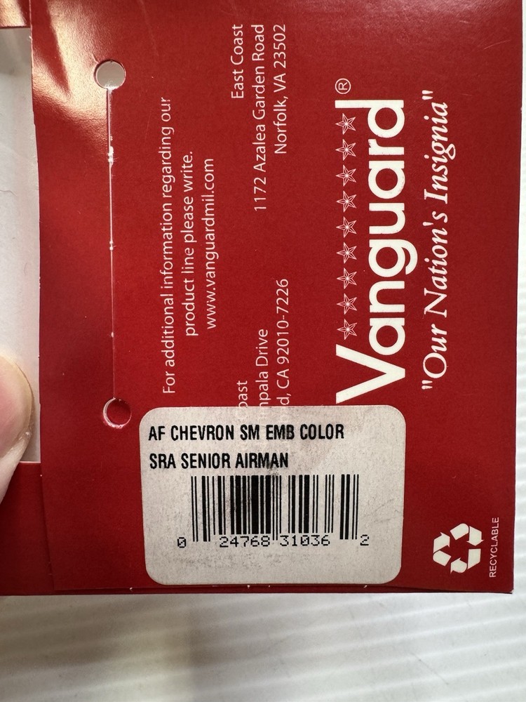 Vanguard Small Senior Airman Chevron Rank