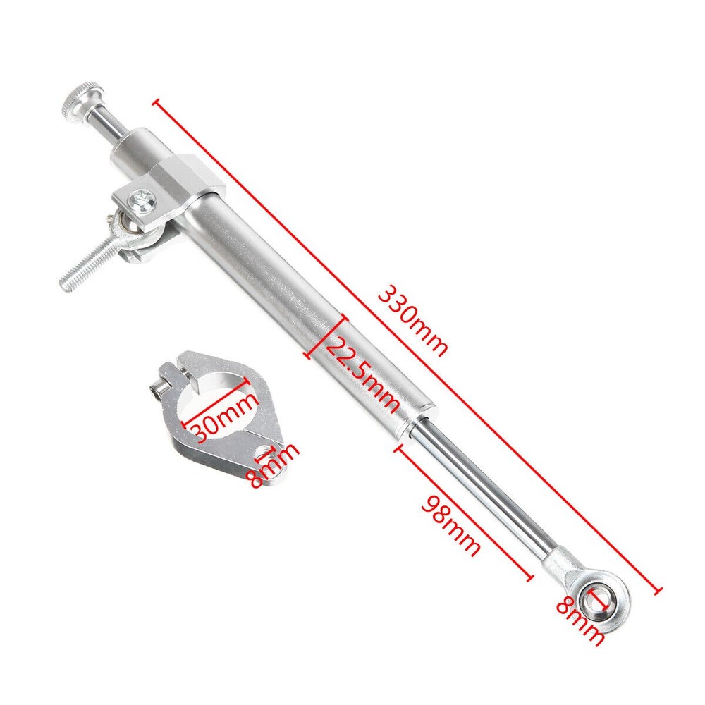 Universal Silver Stabilizer Steering Damper Fork w/ Bracket For Harley Honda