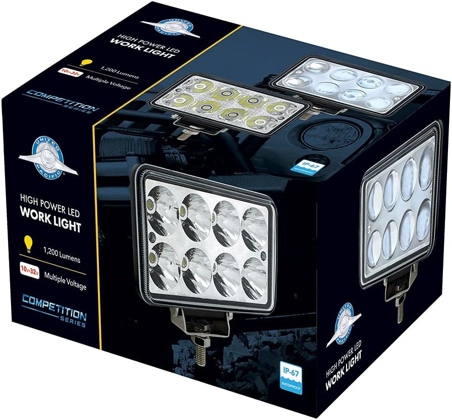 8 High Power LED Rectangular Work Light with Chrome Reflector, 36507