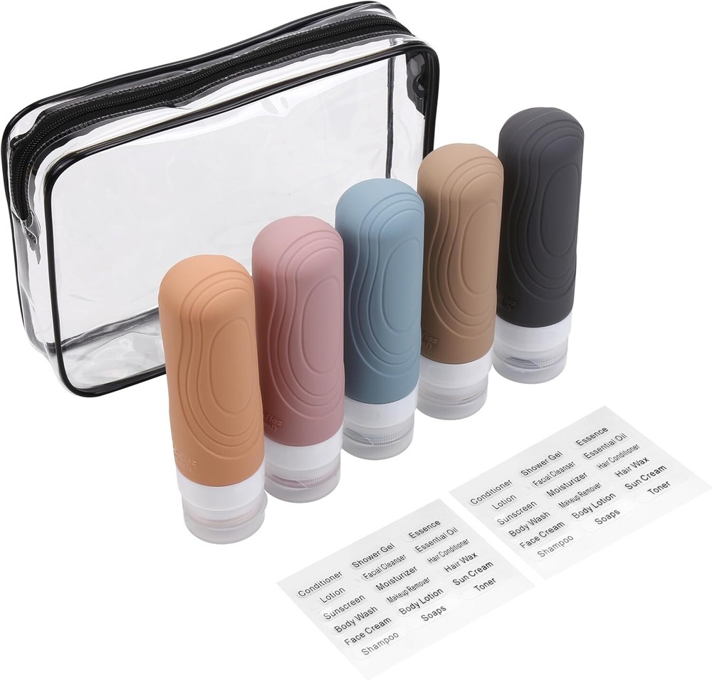 Silicone Travel 5 pc Set Squeezable 3 Ounce