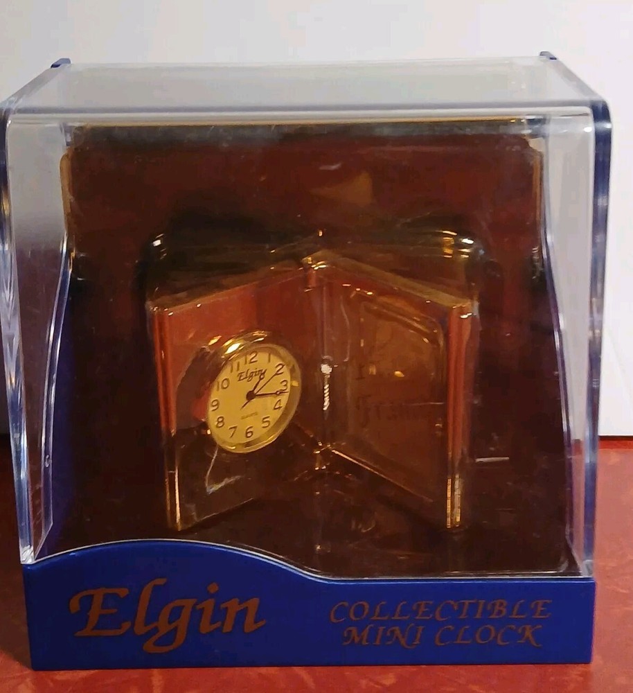 Vintage ELGIN Mini PHOTO FRAME Clock Quartz IOB