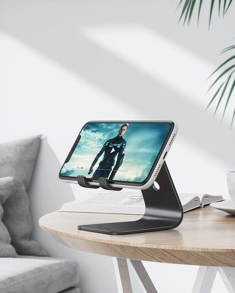 OMOTON Desktop Aluminum Cell Phone Tablet Stand Holder (Updated Version), Black