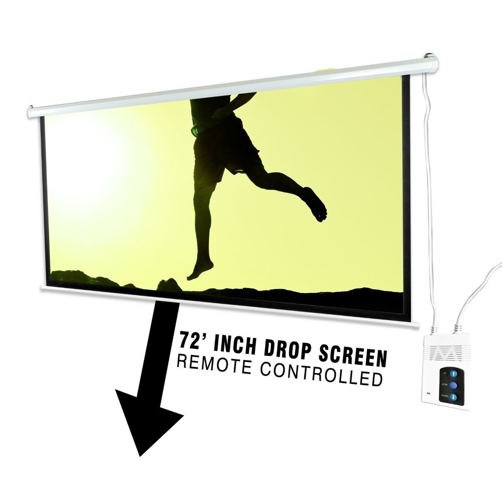Pyle PRJELMT76 72" Motorized Projector Screen, Includes Remote Control - White