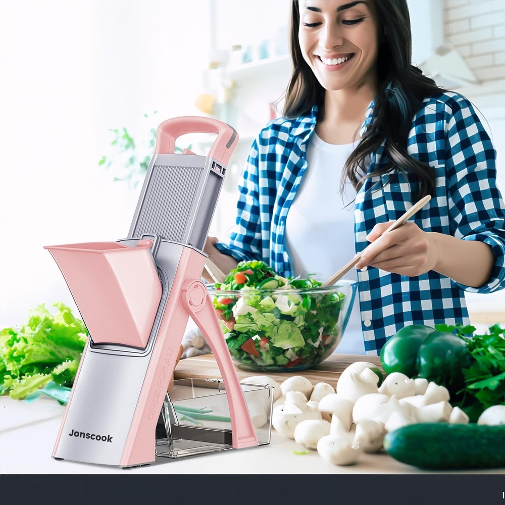 Safe Mandoline Food Slicer for Kitchen - Vegetable Chopper With Adjustable Th...