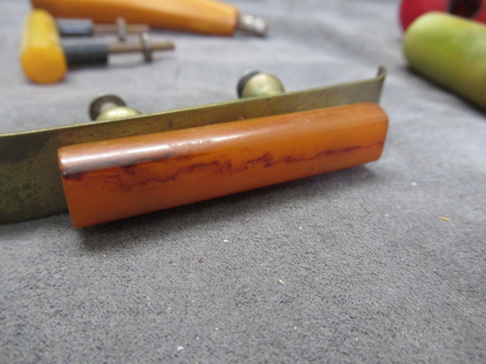 Bakelite Lucite Drawer Pulls Handles - Great lot for Projects Butterscotch Red