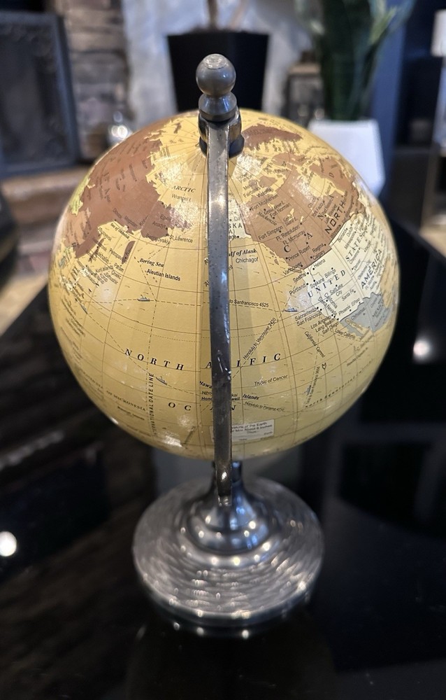 World Globe w Stand Geographical Decorative Educational Prop Mini Desk Globe