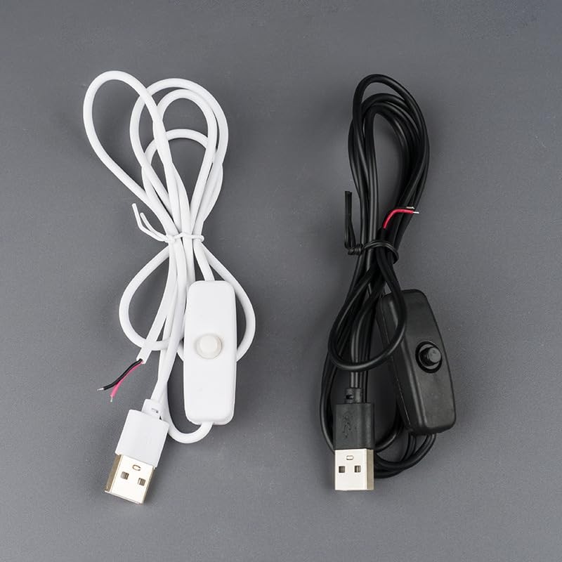 ThtRht 4 Pack USB Extension Cable with Switch On/Off 2 Pin Wire Black