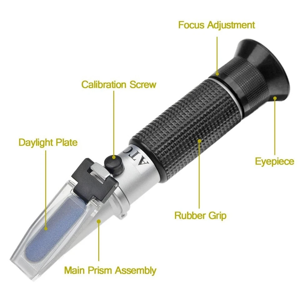 Brix Refractometer with ATC Dual Scale - Specific Gravity & Brix Hydrometer in