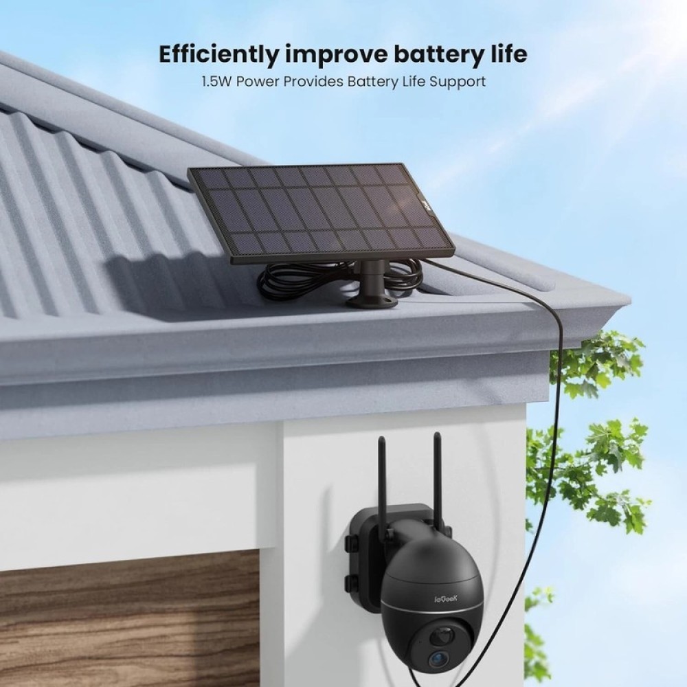 2PCS Solar Panel for Outdoor Security Camera 9.5ft Long Cable with TYPE-C Port