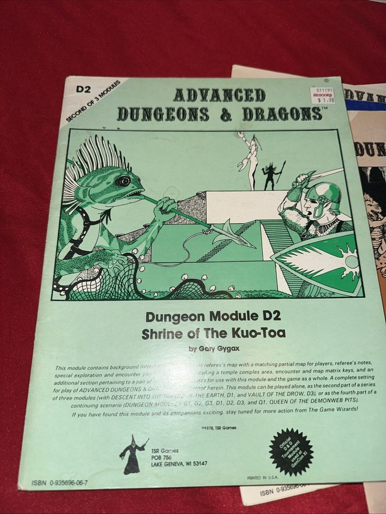 ADVANCED D&D DUNGEON MODULES TSR 1978