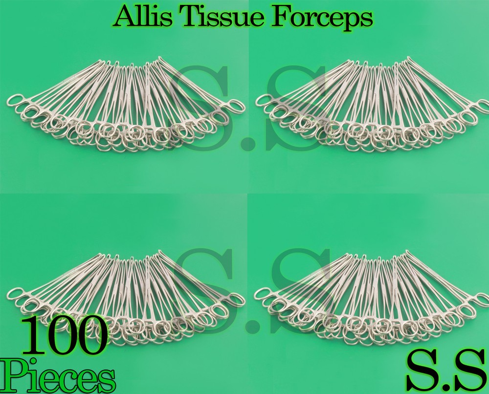 100 ALLIS TISSUE Forcep 6" 4x5 Teeth Surgical Instrumets