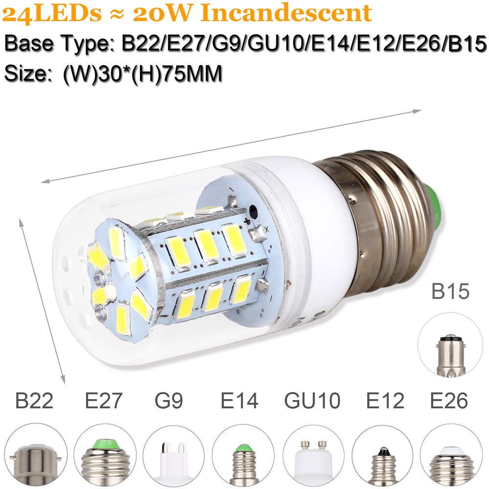Led Corn Light Bulb Mogul Base E27 E12 E14 B22 E26 G9 5730 SMD Save Energy Lamp