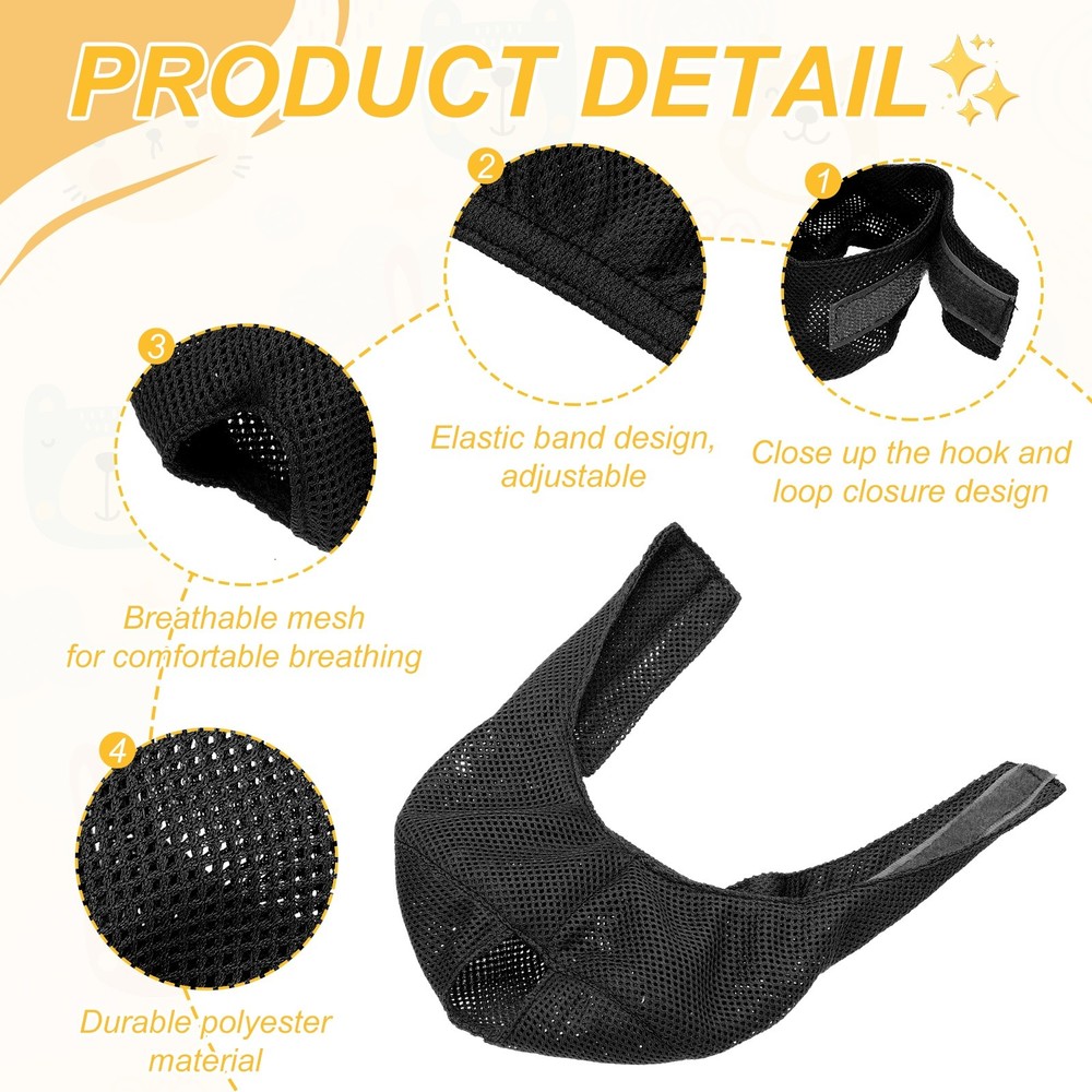 Cat Muzzle, Breathable Mesh Muzzle Circumference 7-9 Inches, (Black, 1Pcs)