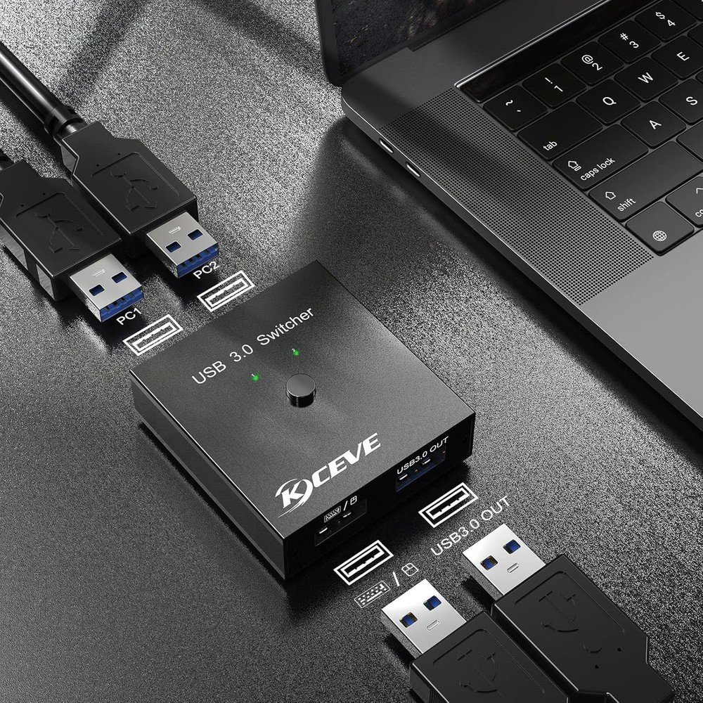 USB 3.0 Switch 2 Computers, USB Switcher 2 in 2 Out for Two PC Share 2 USB De...