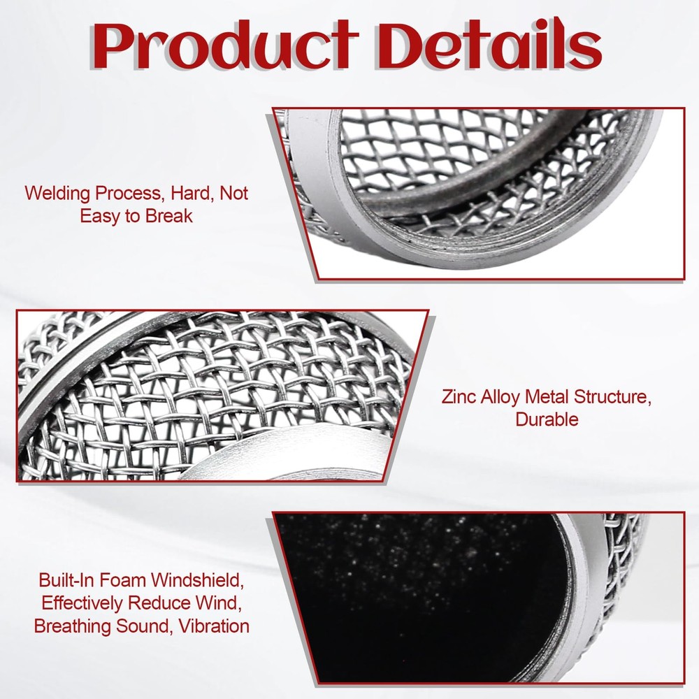 4 Pack SM58 Microphone Head Replacement Standard Size Grille Mic Replacement wit