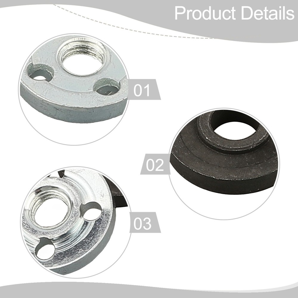 M10 Thread Angle Grinder Metal Pressure Plate Inner Outer Flange Nut Set Tools