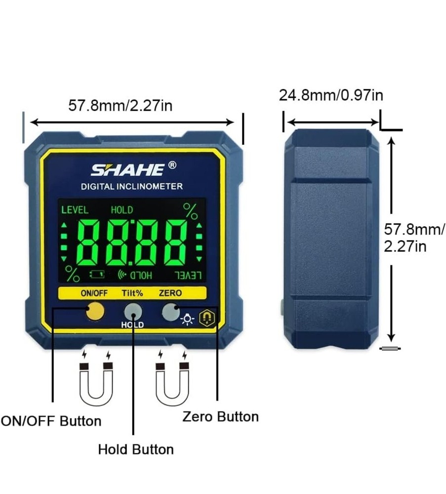 Digital Inclinometer Level Box Gauge Angle Meter Finder Protractor Magnetic Base