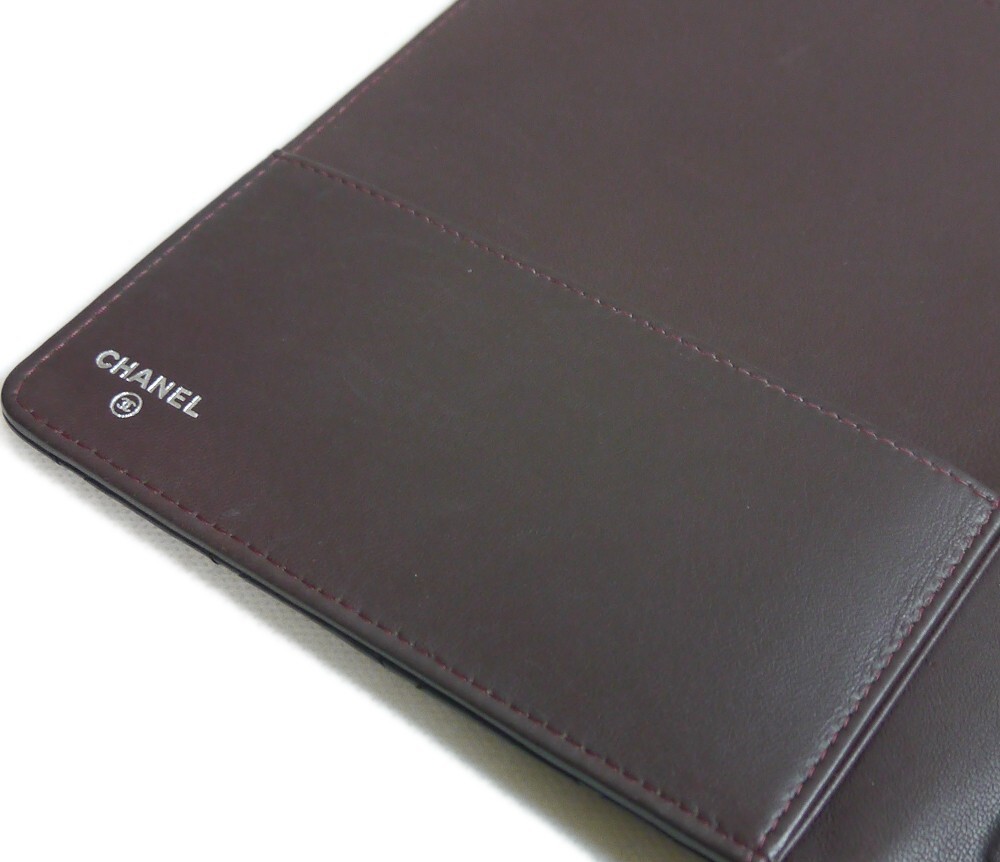 Authentic CHANEL Notebook cover lambskin COCO mark Leather #4174