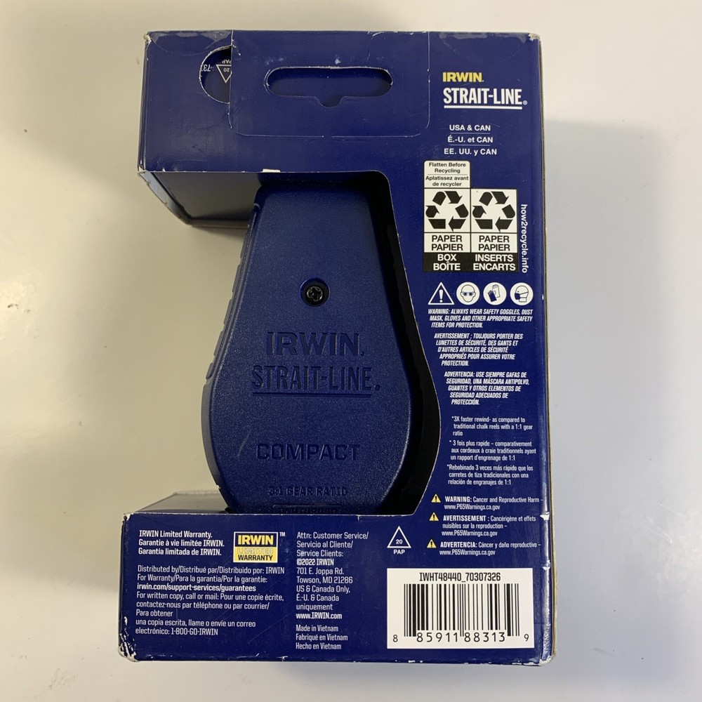 IRWIN Tools STRAIT-LINE COMPACT Chalk Reel 30 ft. New