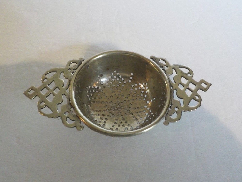 English EPNS Tea Strainer, Pierced Ends (#7)