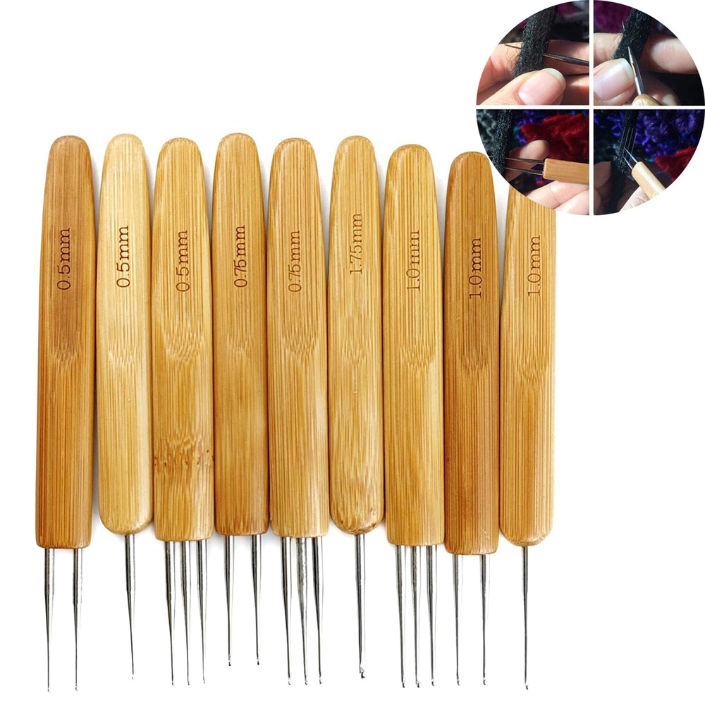 9PCS Dreadlocks Crochet Hooks Braid Hair Locking Tool Dreadlock Crochet Needles