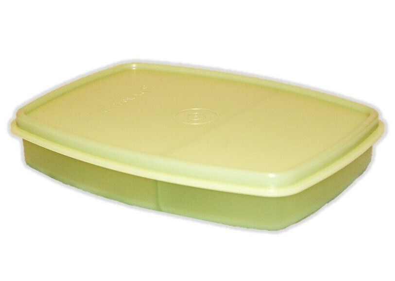 Tupperware Slim Packette Divided Side By Side Lunch Container Pear Green New