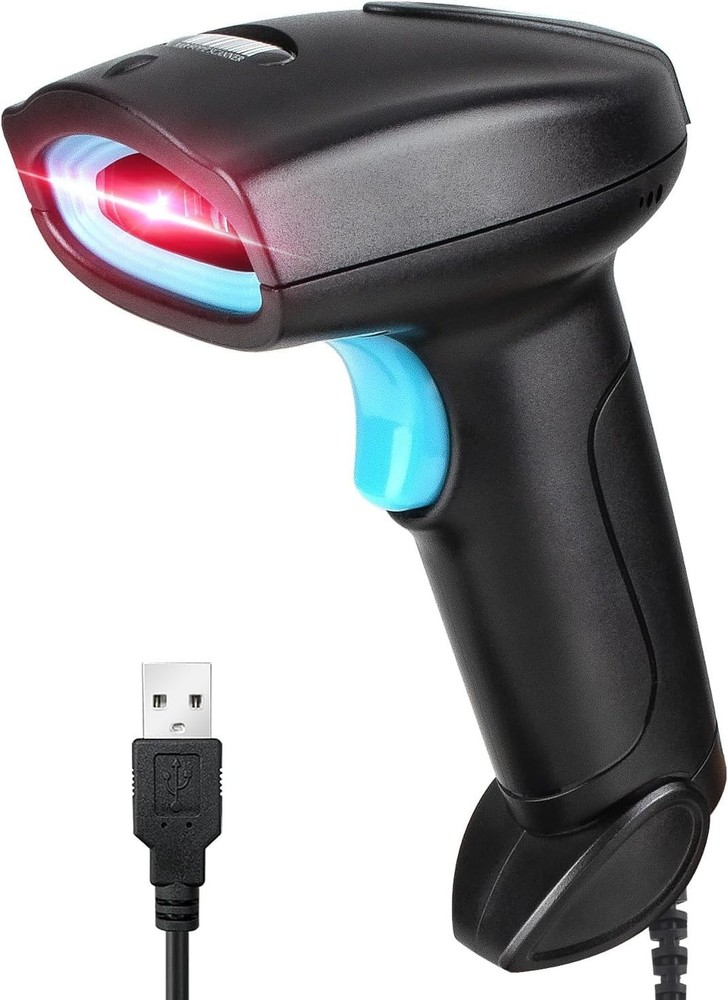 High-Speed USB Barcode Scanner - Reliable 1D Reader for Supermarkets & Offices