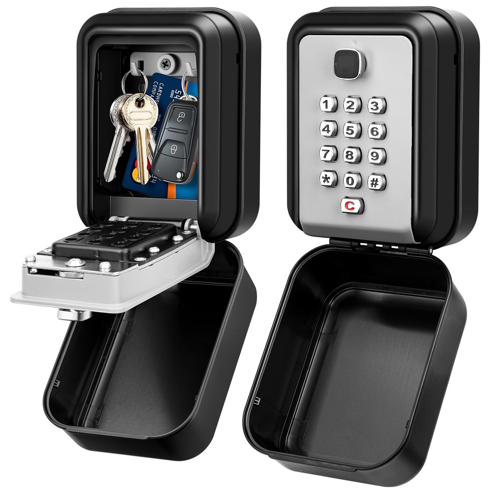 Lock Box for Keys with Code, Waterproof Key Boxs Wall Mount 12-Digit Keypad L...