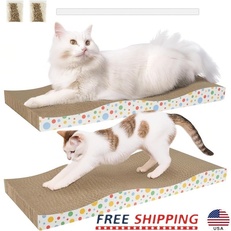 Eco-Friendly Double-Sided Cat Scratching Board Space-Saving Durable Cardboard US