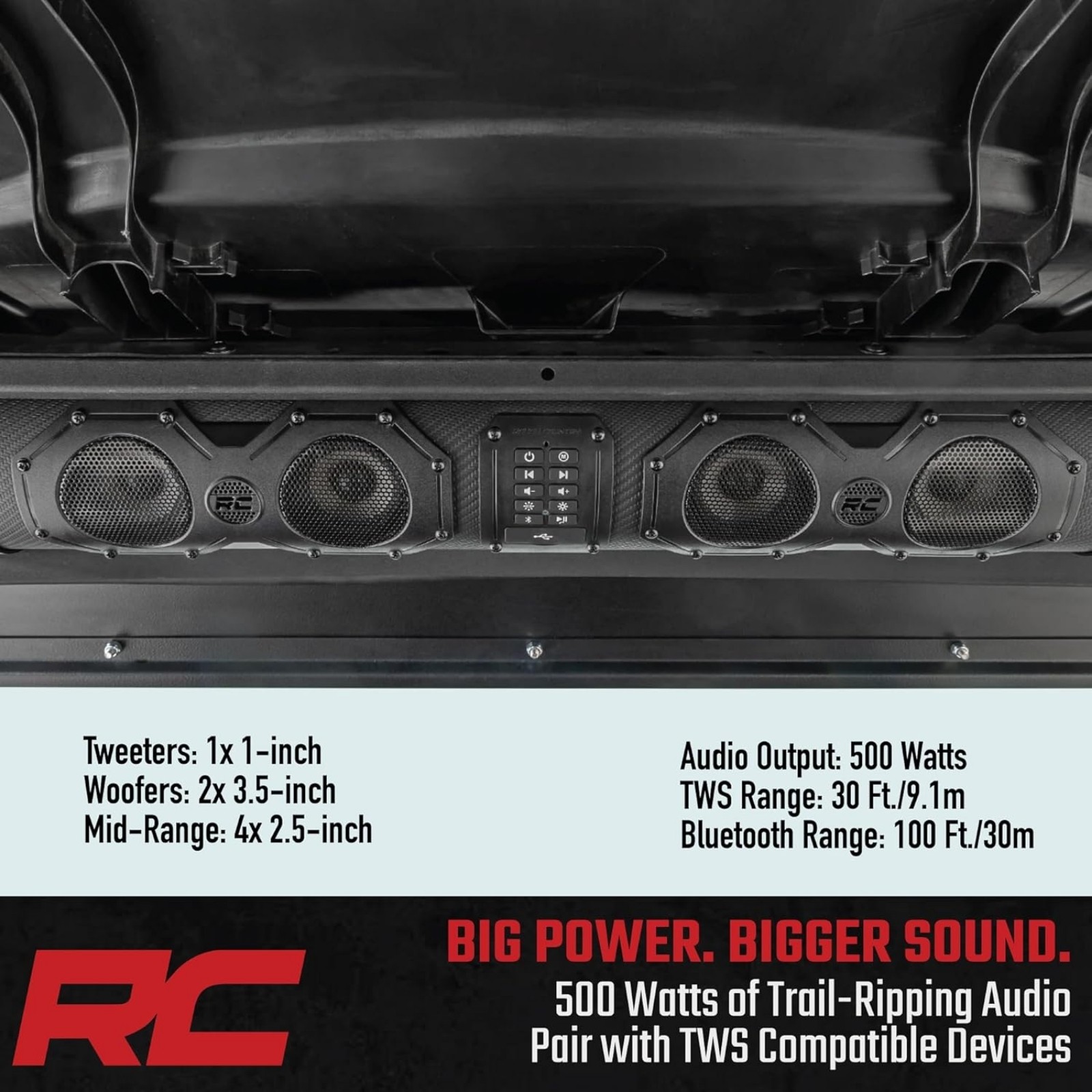 Rough Country RESON8 UTV ATV Bluetooth Multi-Color LED Soundbar Universal