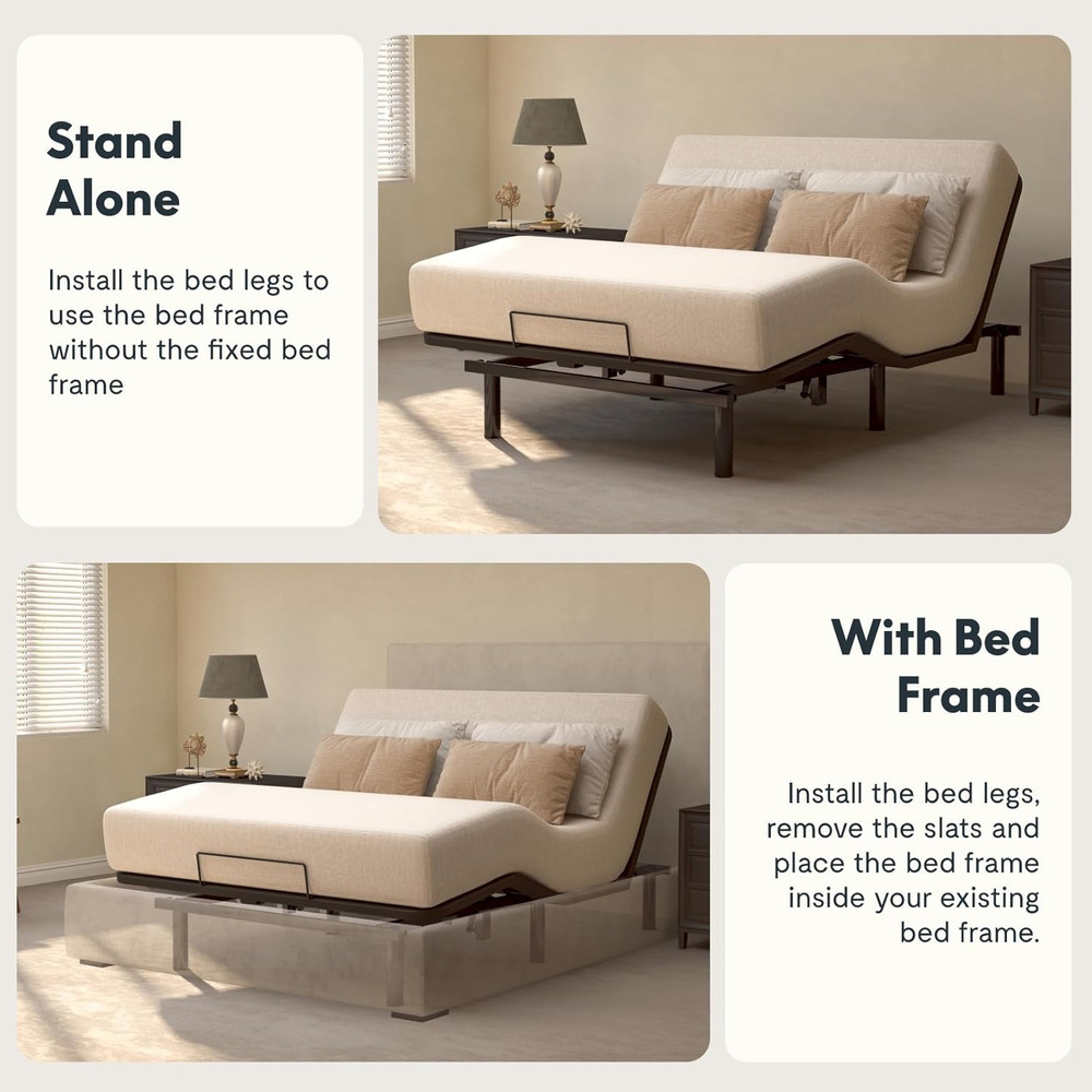 FLEXISPOT Adjustable Bed Frame Base Queen Size,Segmented Design,Easy Assemble,Ox