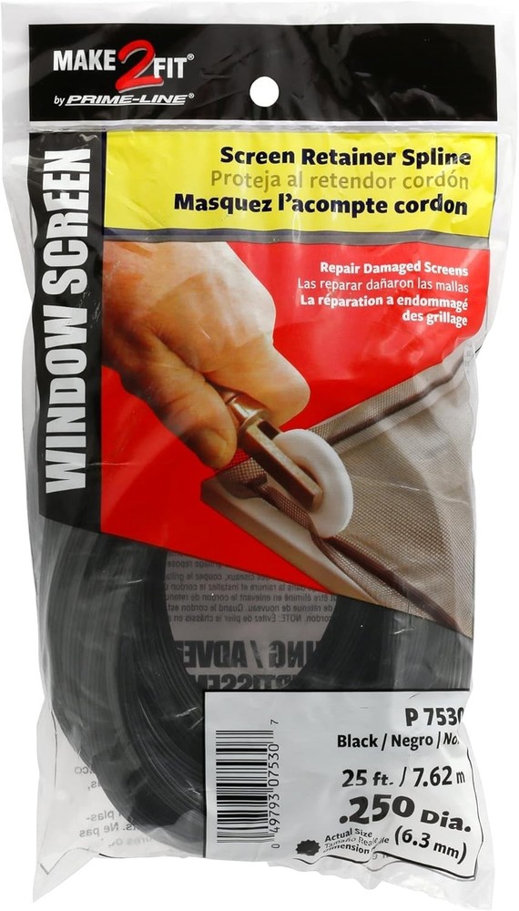 UV Stabilized 25ft Black Spline for Screen Retention - Lightweight & Efficient