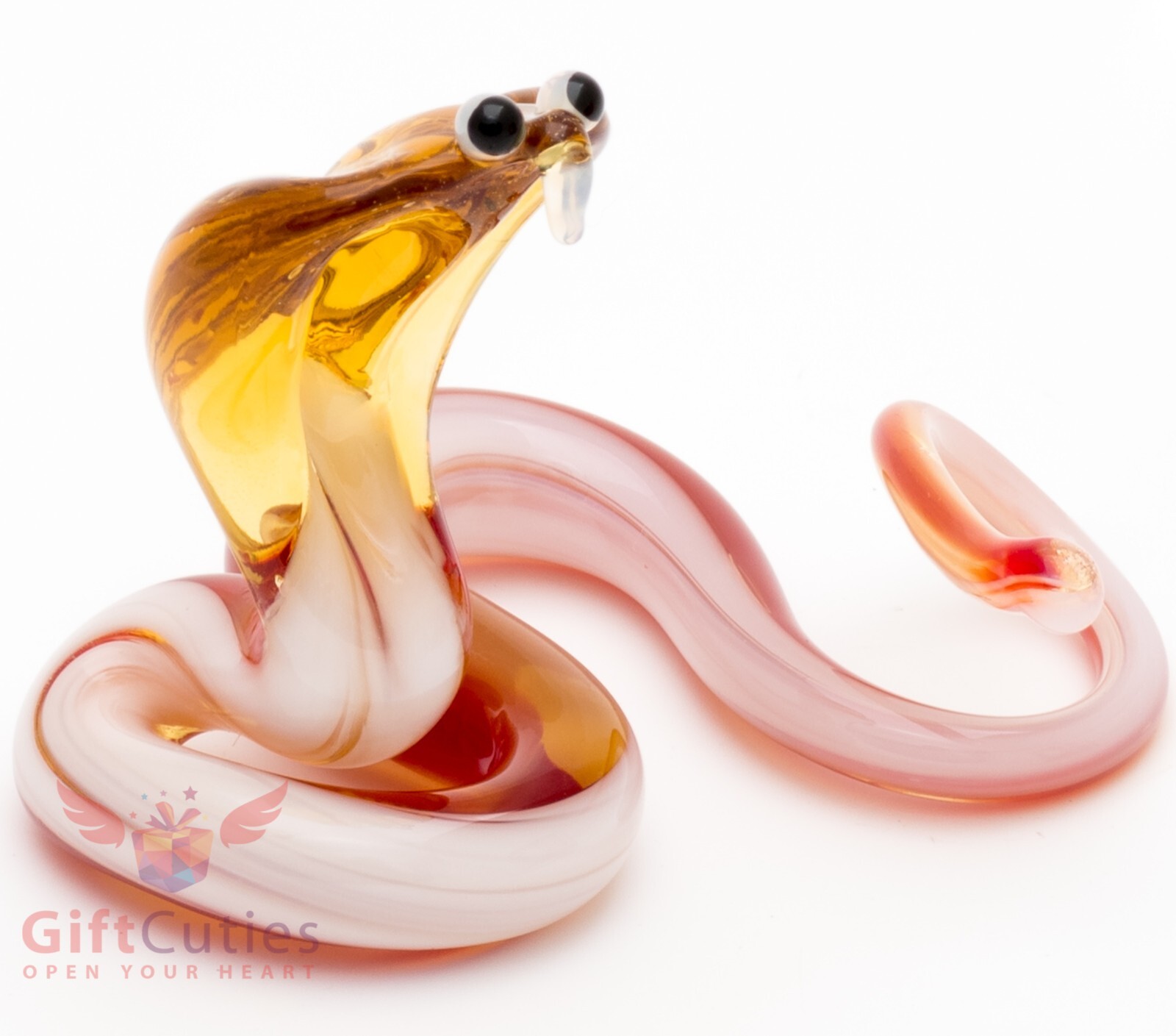 Hand-Blown Glass Cobra Snake Figurine Handmade 2025 Year of the Snake Sculpture